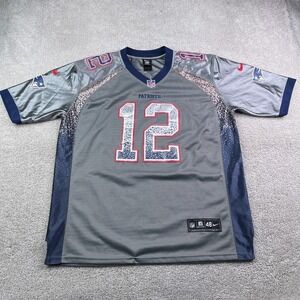 Tom Brady New England Patriots Jersey Mens 48 Grey Nike Rush Drift Sewn Stitched
